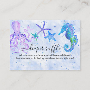 Carte De Visite Cheval de mer bleu violet Octopus Starfish Seaside