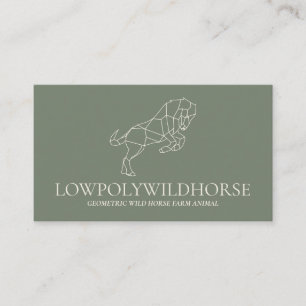 Carte De Visite Cheval d'éleveur d'animaux Sage Vert Lowpoly