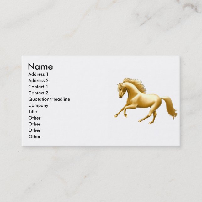 Carte De Visite Cheval d'or galopant (Devant)