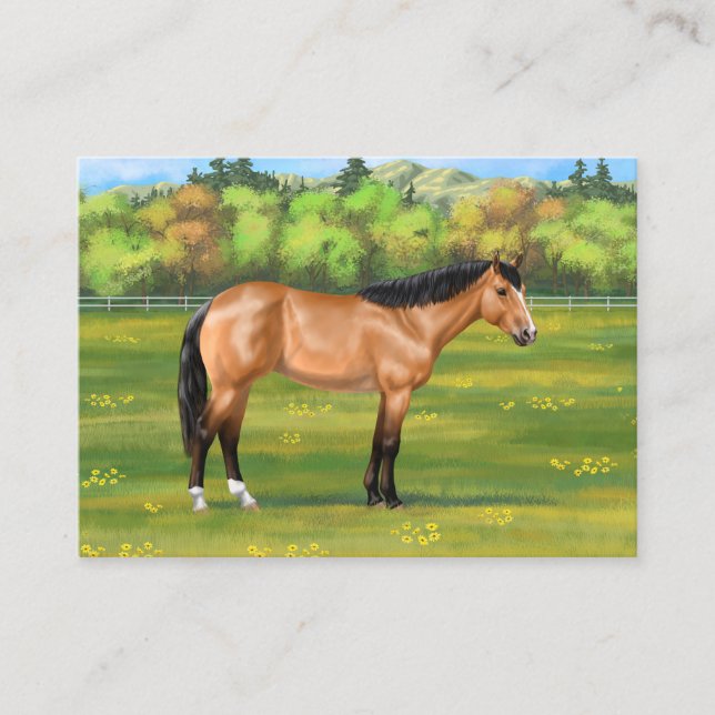 Carte De Visite Cheval du Quartier des Dun Buckskin (Devant)