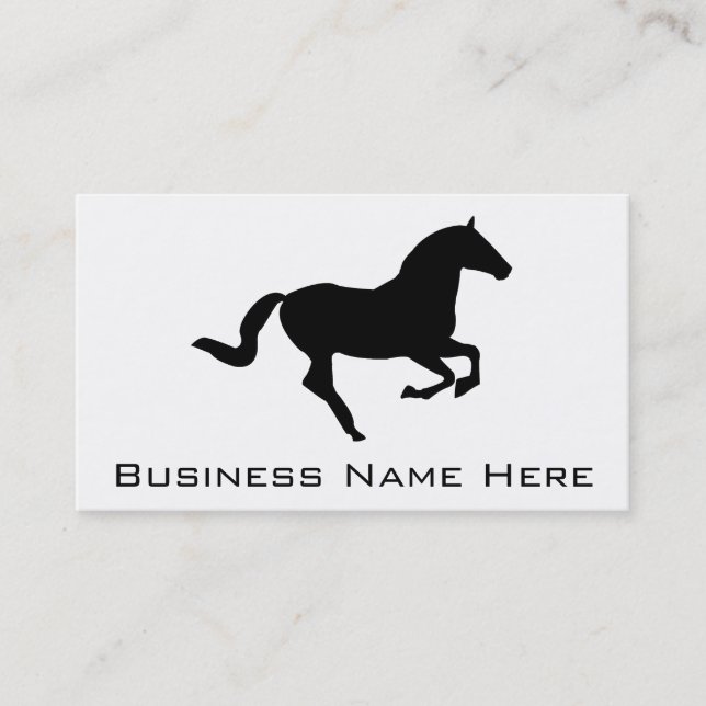 Carte De Visite Cheval en silhouette de noir de Galop (Devant)
