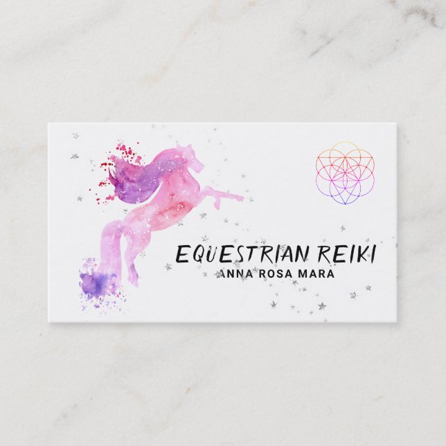 Carte De Visite Cheval équestre curatif Reiki d'énergie de *~* (Devant)