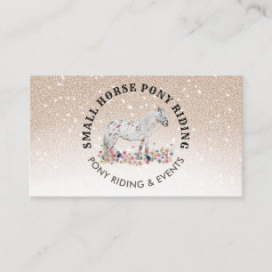 Carte De Visite Cheval Equestre Pony Floral Beige