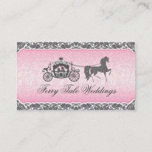 Carte De Visite Cheval et transport Mariage rose et noir