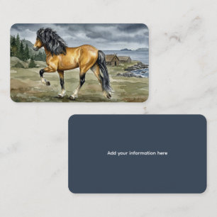 Carte De Visite Cheval islandais Stormur au bord de la mer