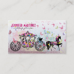 Carte De Visite Cheval mariage & Fleurs de transport & Papillons