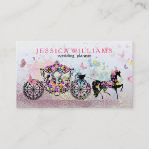 Carte De Visite Cheval mariage & Fleurs de transport & Papillons 3