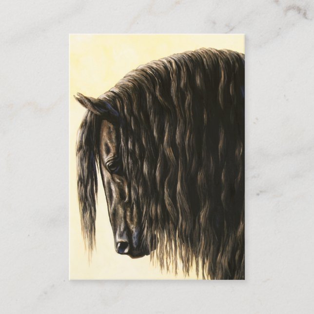 Carte De Visite Cheval noir Friésien (Devant)
