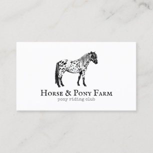 Carte De Visite Cheval Poney Noir Blanc