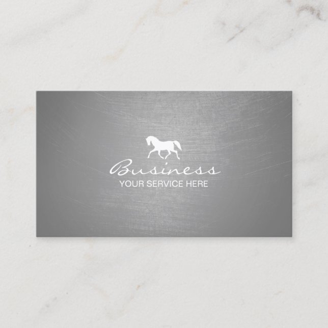 Carte De Visite Cheval professionnel Equine moderne Silver (Devant)