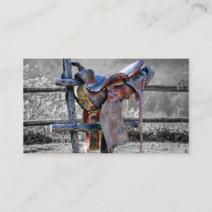 Carte De Visite Cheval Saddle Sur Corral Fence Western