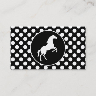 Carte De Visite Cheval sur Pois noirs et blancs