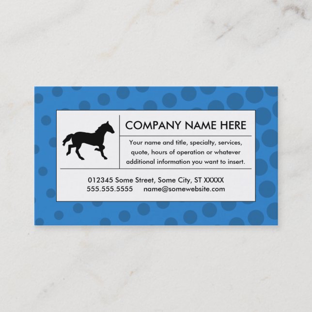 Carte De Visite cheval tramé (Devant)