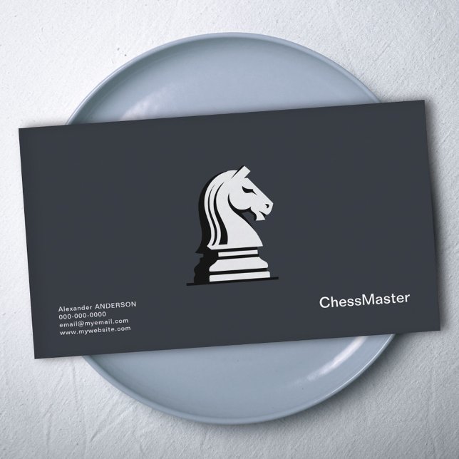 Carte De Visite Chevalier d'échecs blanc (White Chess Knight Business Card)