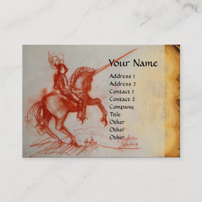 Carte De Visite CHEVALIER FLORENTINE SUR HORSEBACK Crème monograph (Devant)
