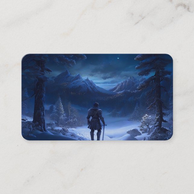 Carte De Visite Chevalier pensif du Signet de Wonderland d'hiver (Devant)