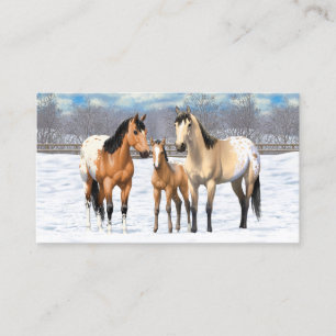 Carte De Visite Chevaux Appaloosa En Peau De Bouche En Neige