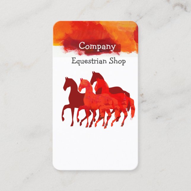 Carte De Visite Chevaux courant la couleur artistique d'aquarelle (Devant)