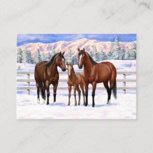 Carte De Visite Chevaux Du Quartier De La Baie Brown En Neige