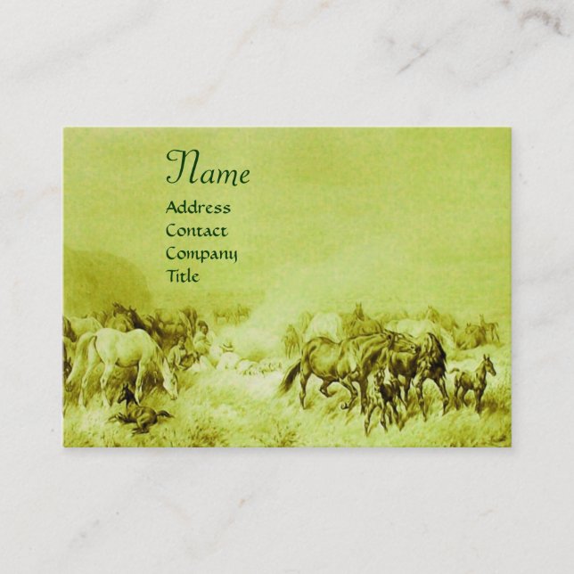 Carte De Visite CHEVAUX ÉLEVAGE vert (Devant)