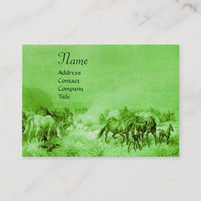 Carte De Visite CHEVAUX ÉLEVAGE vert (Devant)
