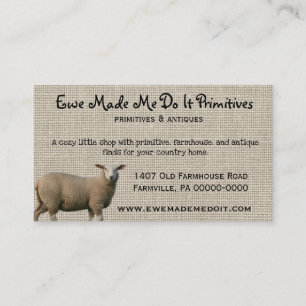 Carte De Visite Chevaux et burlap de ferme primitifs modifiables