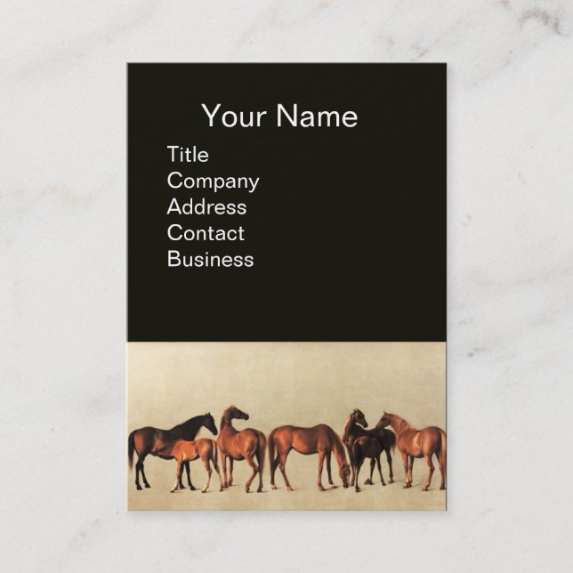 Carte De Visite CHEVAUX / MARES ET FOALS Noir (Devant)