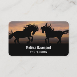 Carte De Visite Chevaux Sauvages Danse Silhouette