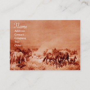 Carte De Visite CHEVAUX, sépia brun
