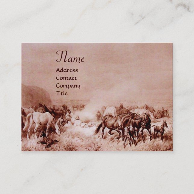 Carte De Visite CHEVAUX, sépia brun (Devant)