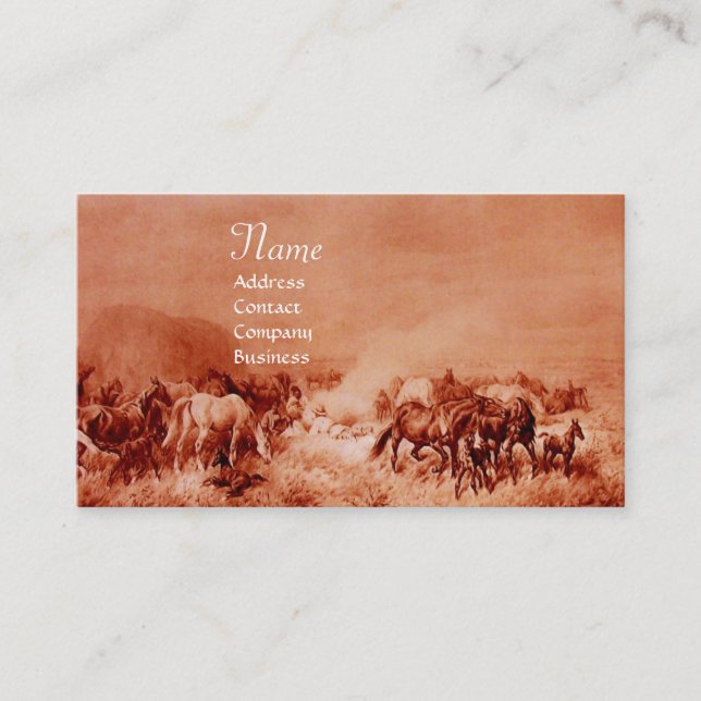 Carte De Visite CHEVAUX, sépia brun (Devant)