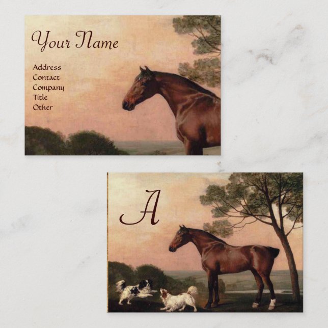 Carte De Visite CHEVAUX / Un Chasseur De Baie Avec Deux Espagnols  (Devant / Derrière)