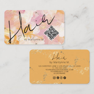 Carte De Visite Cheveux Abstraits Rose Jaune Uniques