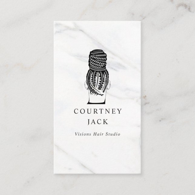 Carte De Visite Cheveux Braider Braids Coiffeuse Marbre de luxe  (Devant)