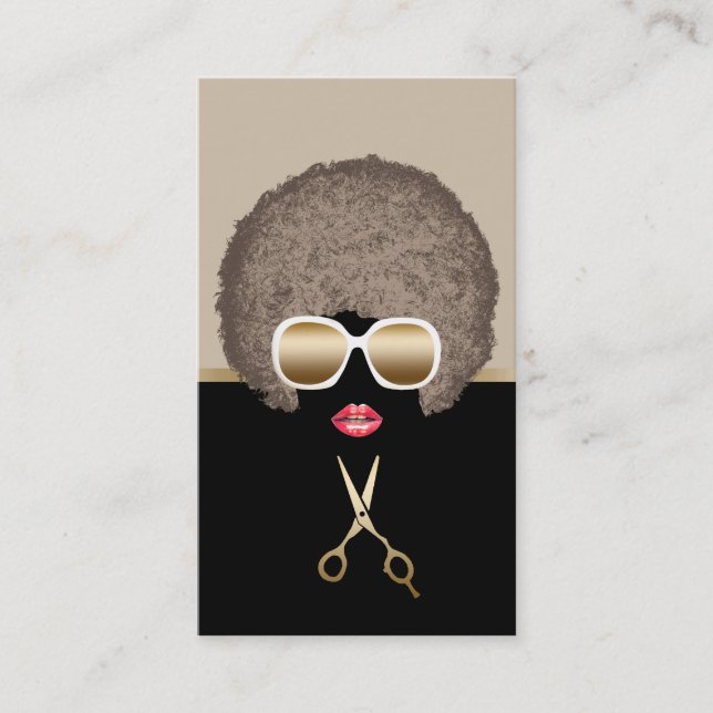 Carte De Visite Cheveux d'Afro de coiffeur et salon de beauté (Devant)