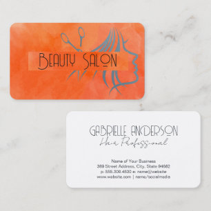 Carte De Visite Cheveux et Beauté   Texture aquarelle 