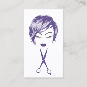 Carte De Visite Cheveux et maquillage Artiste Violet Short Haircut