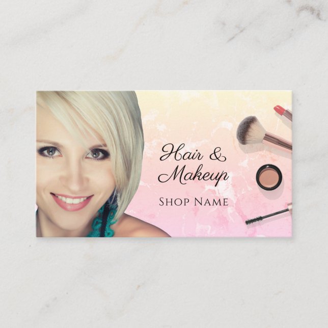 Carte De Visite Cheveux et maquillage Artistes Photos Yel Pink Omb (Devant)