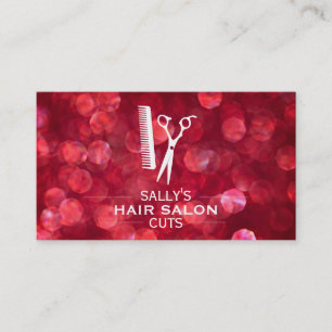 Carte De Visite Cheveux et peigne avec dividers (bokeh rouge)