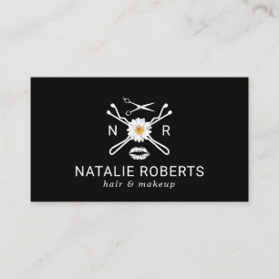 Carte De Visite Cheveux floraux Bobby Pins Logo Salon de beauté N