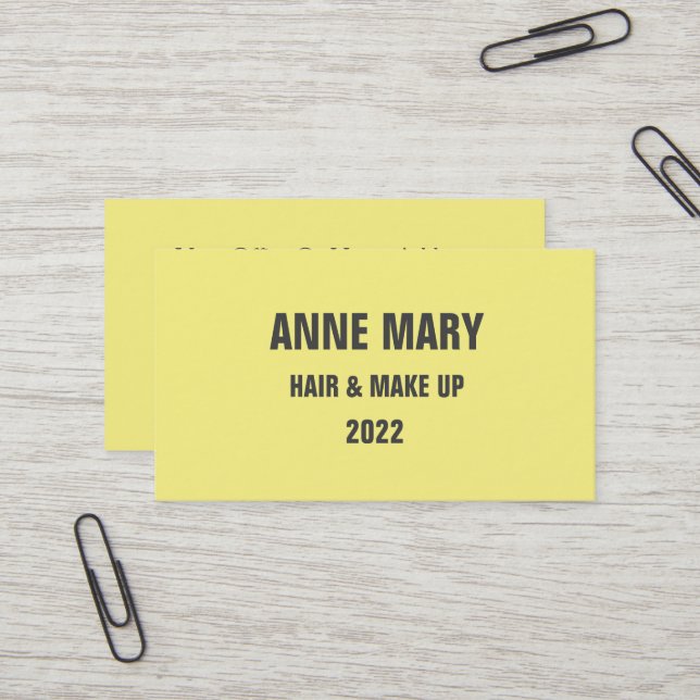 Carte De Visite Cheveux gris jaune et maquillage moderne 2022 (Devant/Arrière en situation)