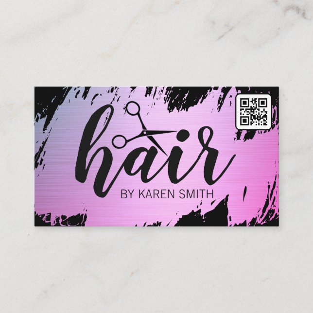 Carte De Visite CHEVEUX | Or brossé | Code QR (Devant)