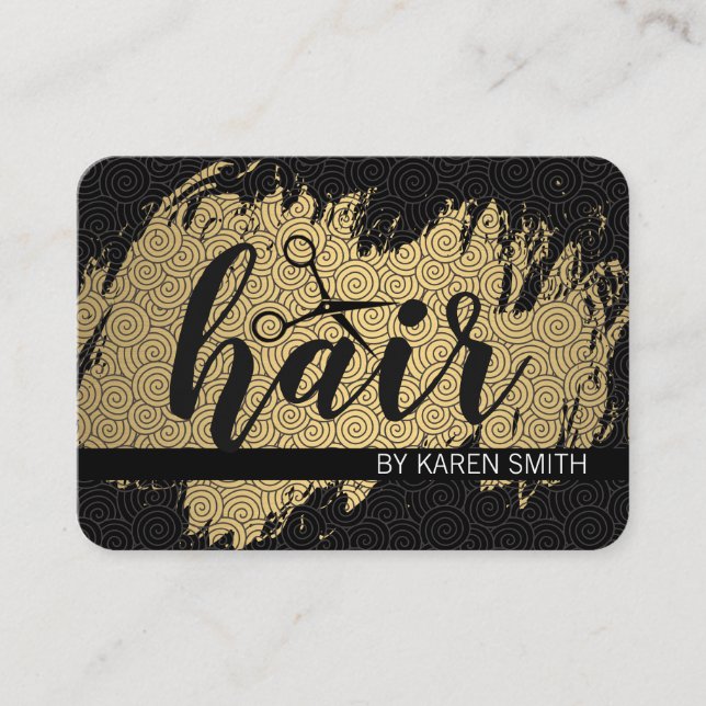 Carte De Visite CHEVEUX / Or brossé / Motif à balayage (Devant)