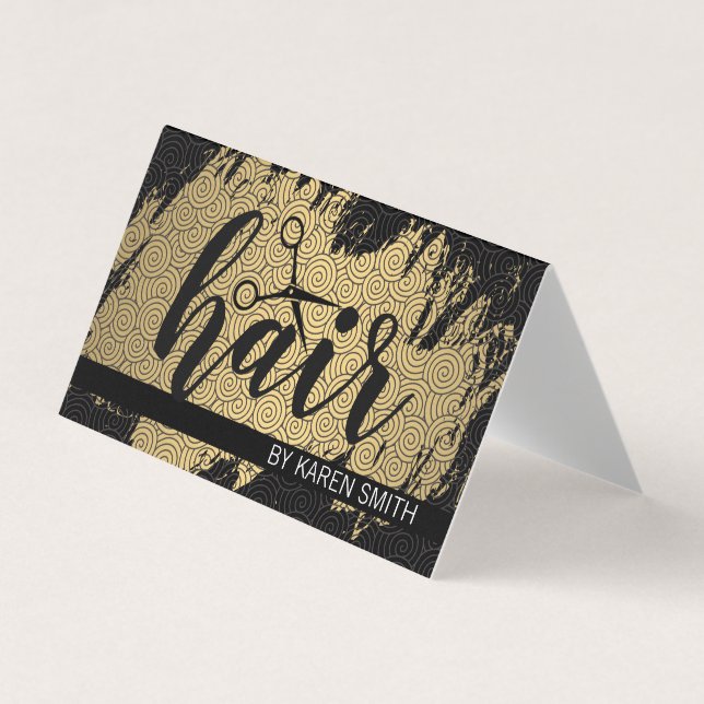 Carte De Visite CHEVEUX / Or brossé / Motif à balayage (Devant)