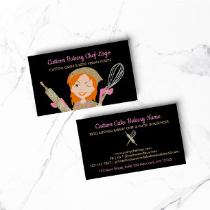 Carte De Visite Cheveux Orange Noir Cuisine Outils Boulangerie Che