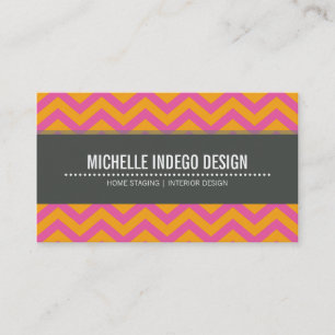 CARTE DE VISITE chevron clair motif orange rose