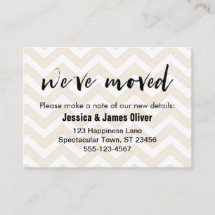 Carte De Visite Chevron doucement beige et blanc "nous avons