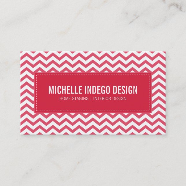 CARTE DE VISITE chevron frais motif cerisier rouge (Devant)