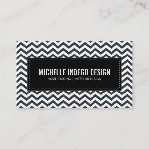 CARTE DE VISITE chevron frais motif noir blanc