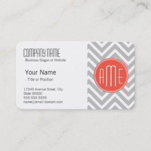 Carte De Visite Chevron gris et monogramme fait sur commande de
